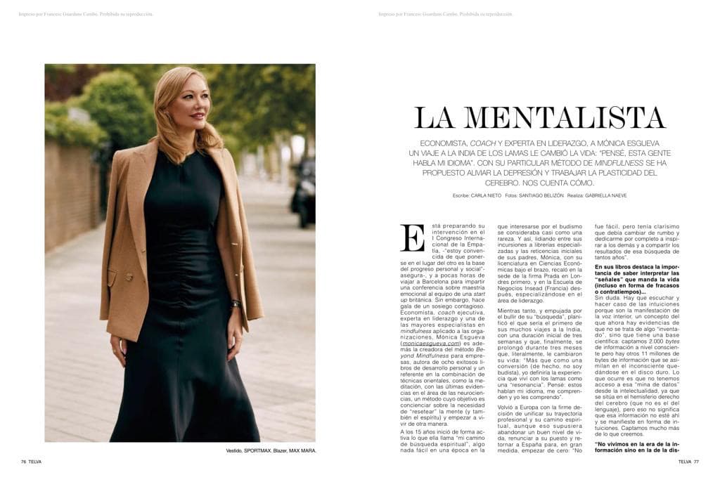 Reportaje «La mentalista» sobre Mónica Esgueva en la revista Telva